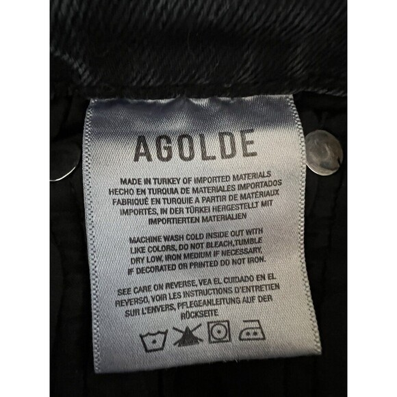 Agolde Toni Mid Rise Straight Jeans Feral Black Raw Hem Sz 26 Revolve Bestseller - Picture 6 of 7